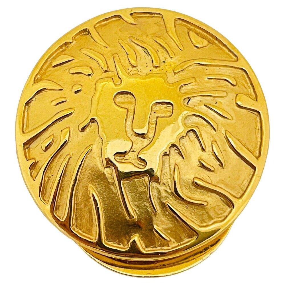 ANNE KLEIN vintage gold tone lions head scarf clip